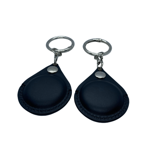 Black Leather AirTag Keychains