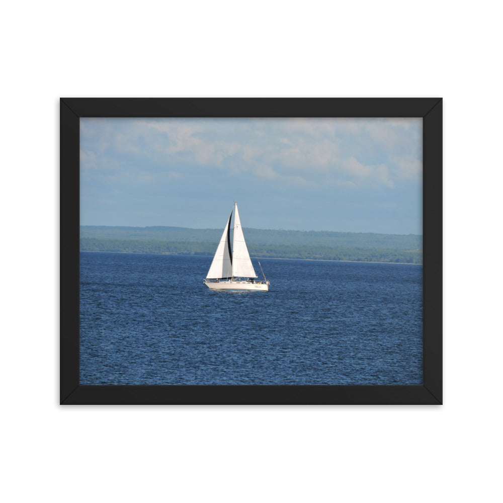 White Sailboat Framed poster