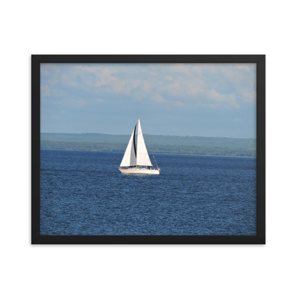 White Sailboat Framed poster