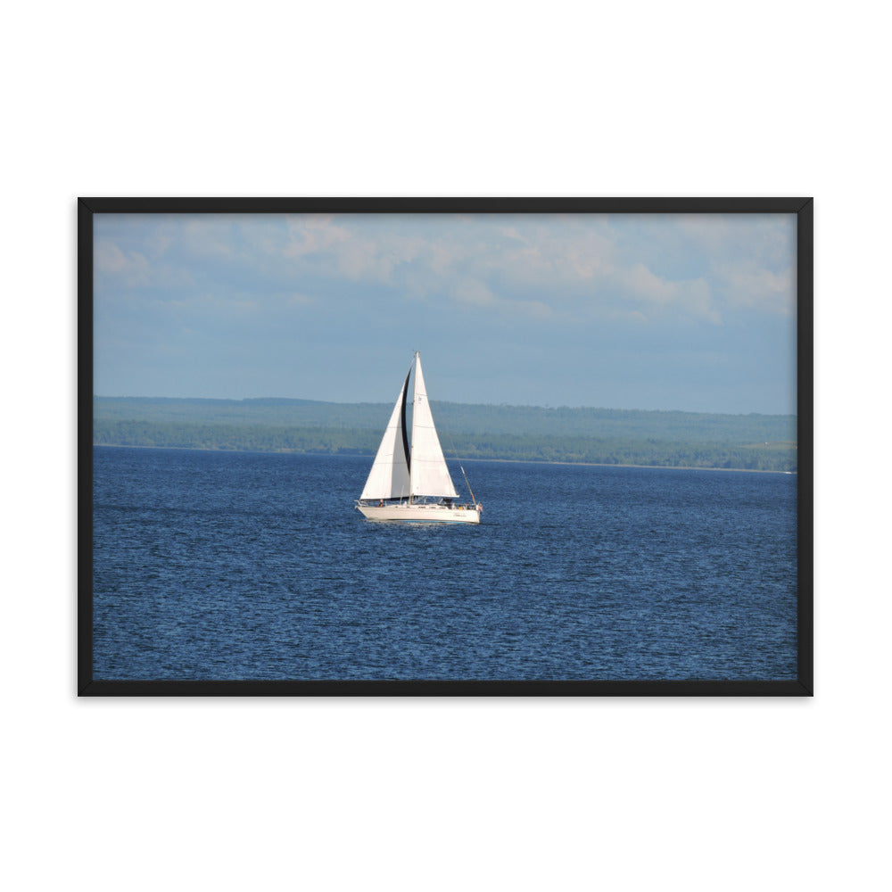 White Sailboat Framed poster