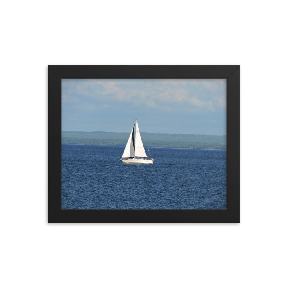 White Sailboat Framed poster