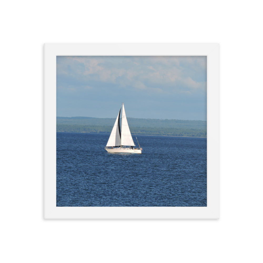 White Sailboat Framed poster