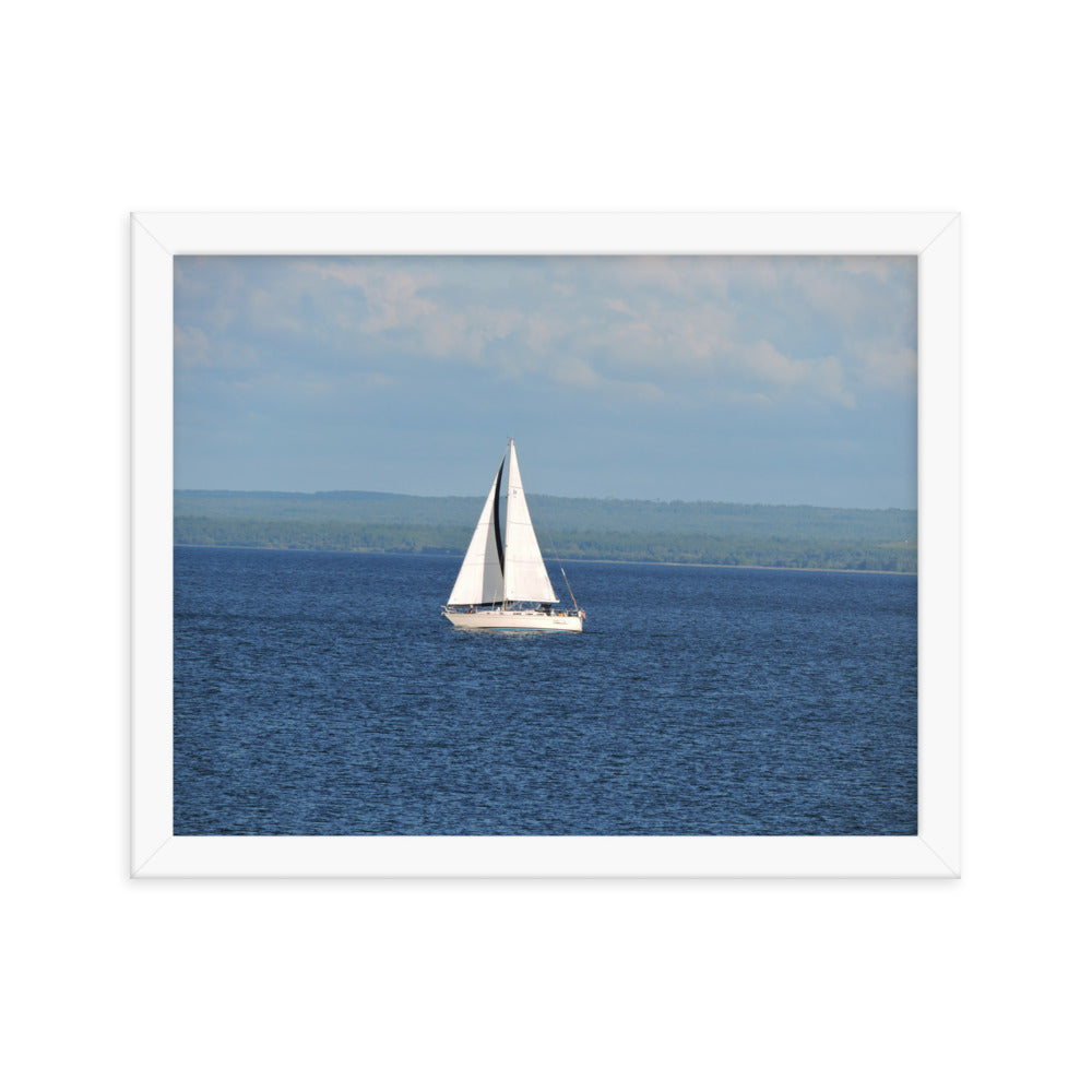 White Sailboat Framed poster