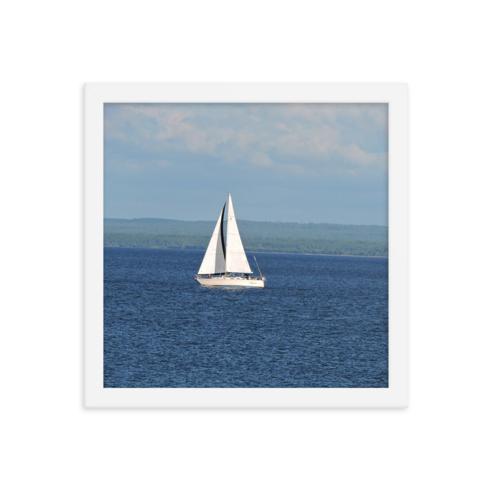 White Sailboat Framed poster