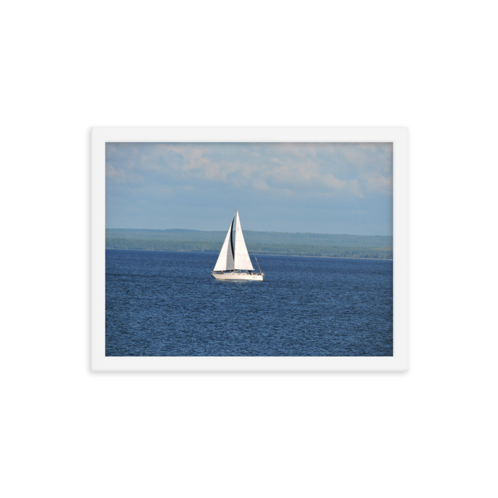 White Sailboat Framed poster