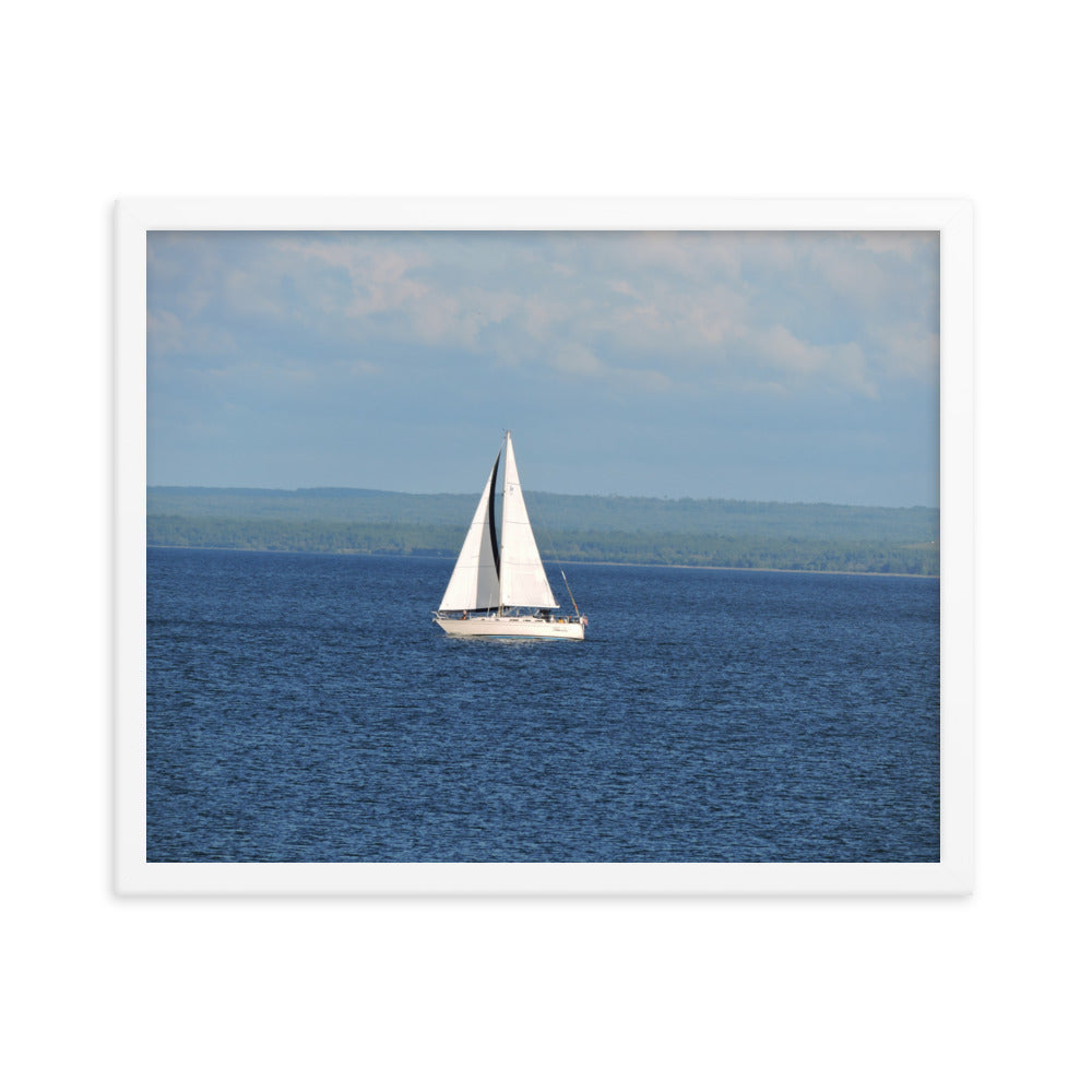 White Sailboat Framed poster