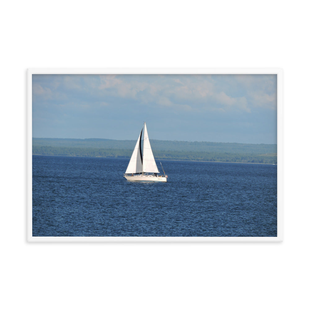 White Sailboat Framed poster