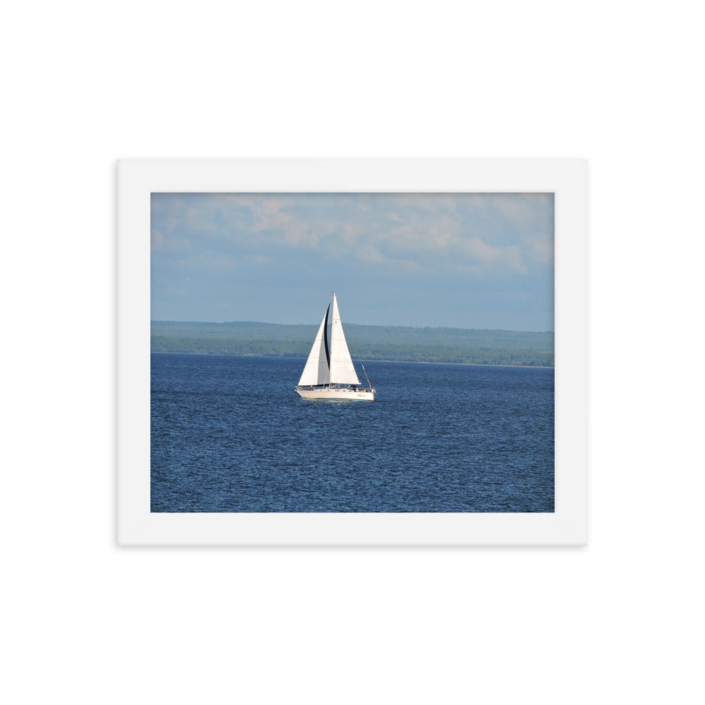 White Sailboat Framed poster